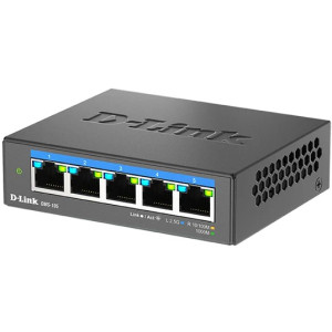 D-Link DMS-105 5-Port Multi-Gigabit Ethernet Switch (10/100Mbps/1G/2.5G), fanless, 25Gbps switching capacity